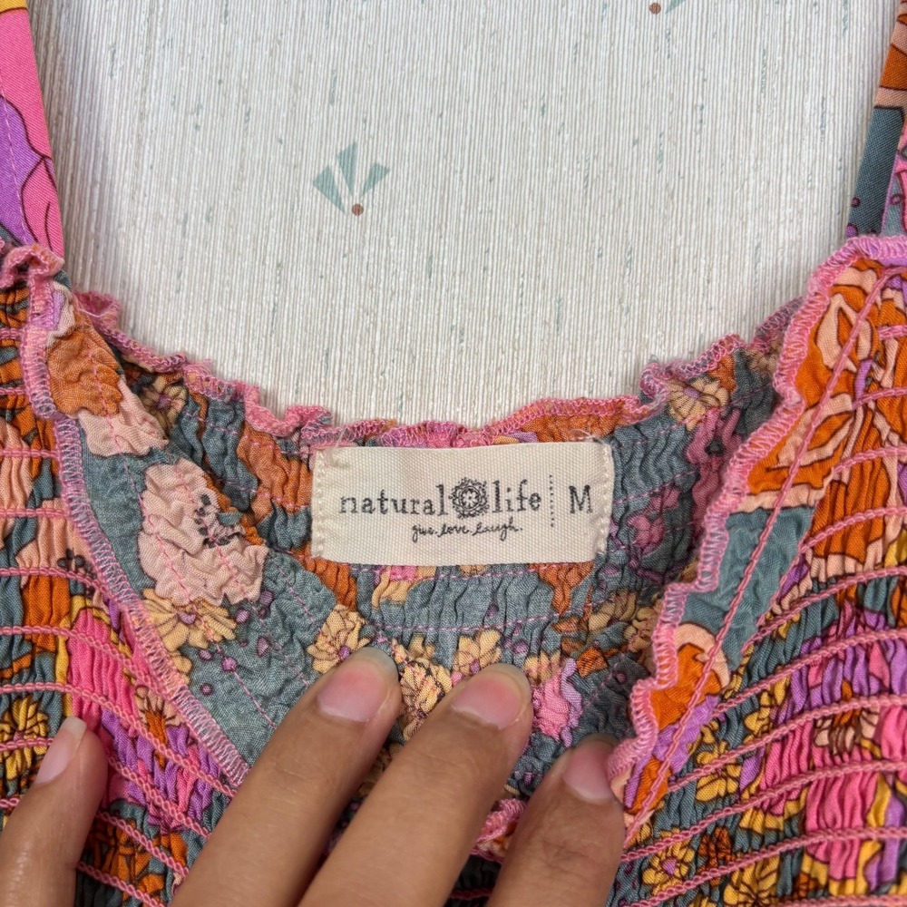 Natural Life Sedona Jumpsuit Medium Wide Leg Floral Boho Festival Resort Beach - Picture 9 of 12